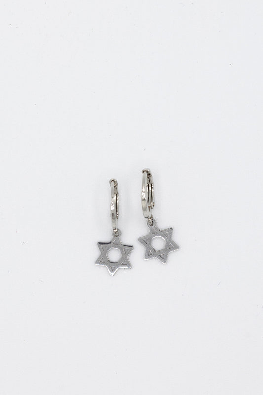 Gold Jewish Star Huggies Earrings