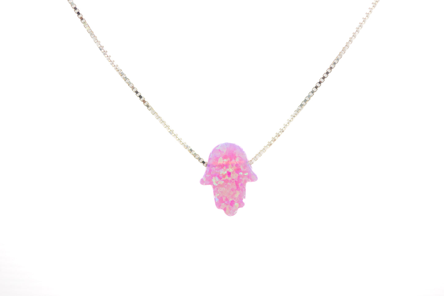 Small Opal Hamsa Necklace