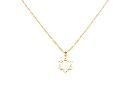 Flower Shape Gold Jewish Star