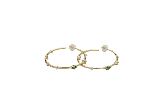 Clear Green Cz Hoop Earrings