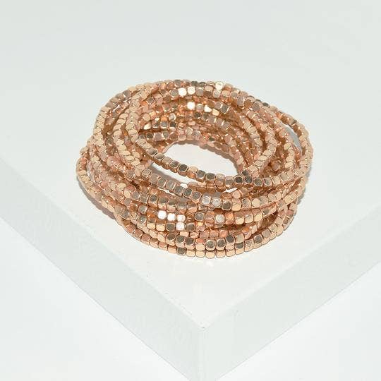 Stylish 15-Piece Beaded Bracelet Set – 24K Gold Plated