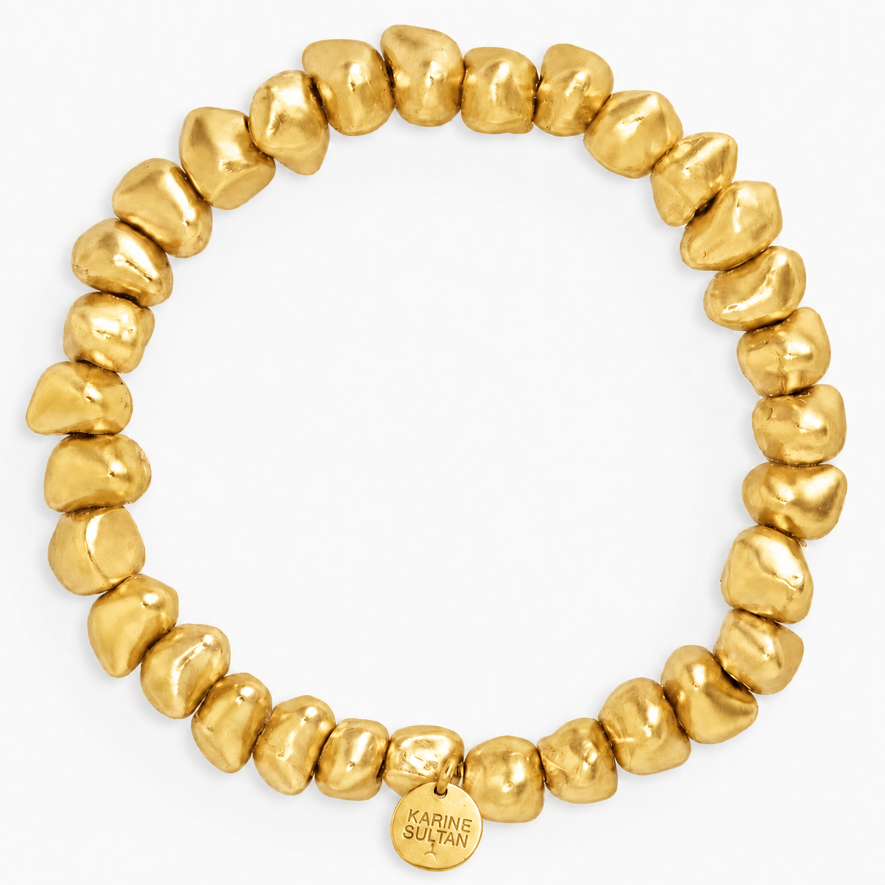 Tumbled Rock Beaded Bracelet - 24K Gold Plated