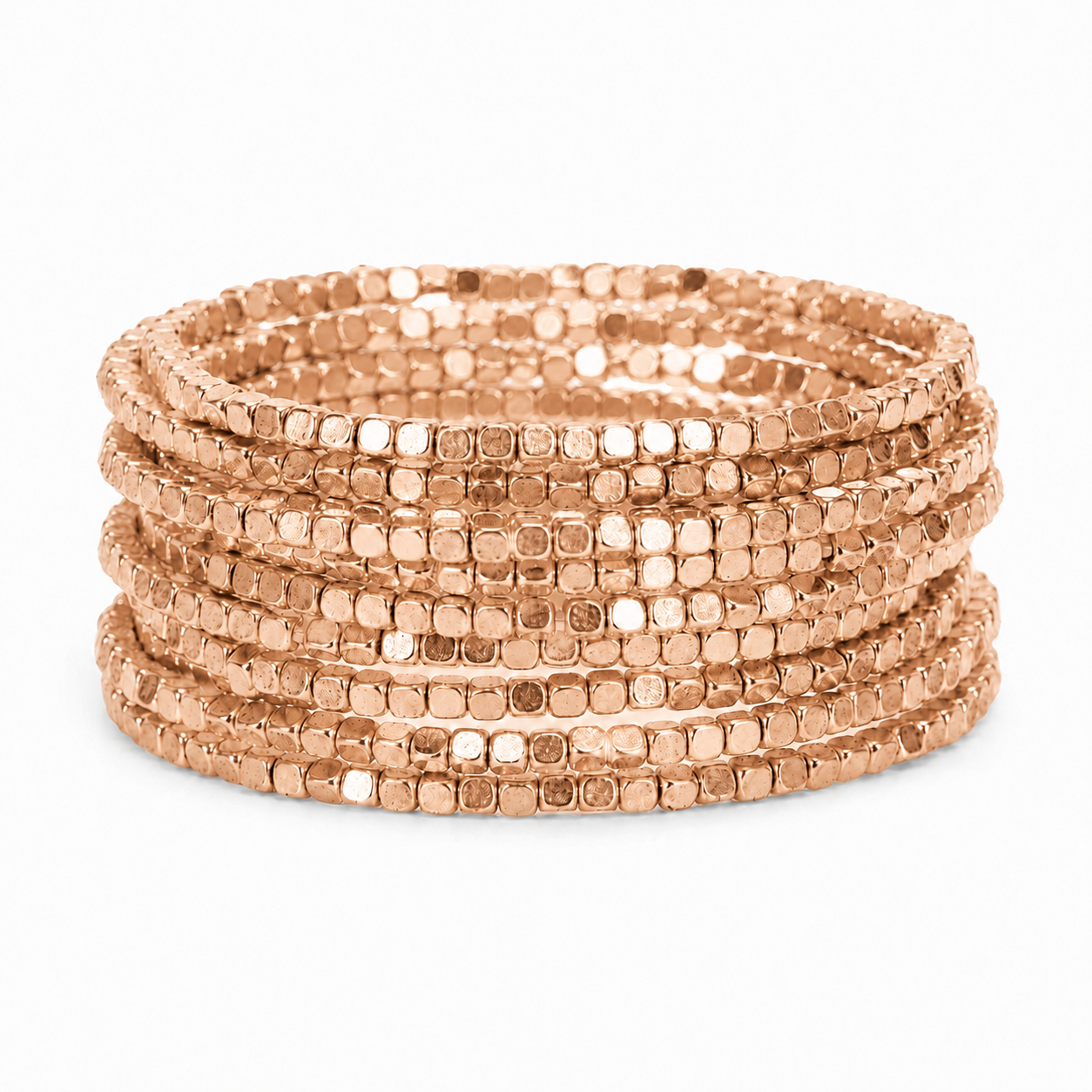 Stylish 15-Piece Beaded Bracelet Set – 24K Gold Plated