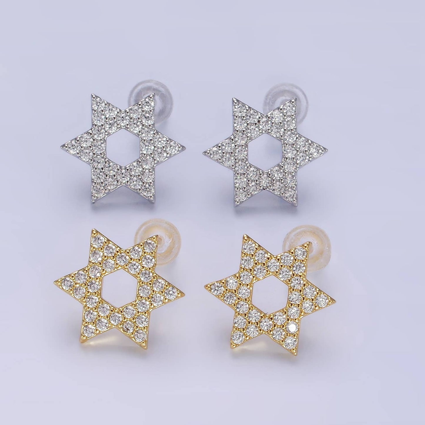 14K Gold Filled Micro Paved CZ Star of David Stud Earrings