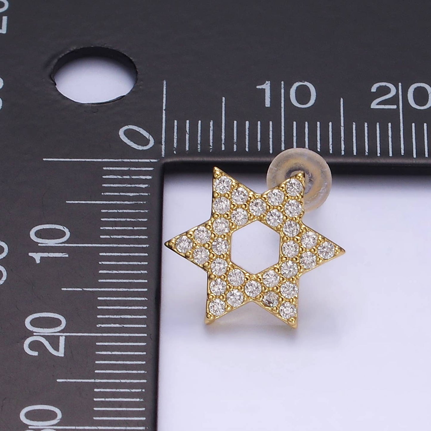 14K Gold Filled Micro Paved CZ Star of David Stud Earrings