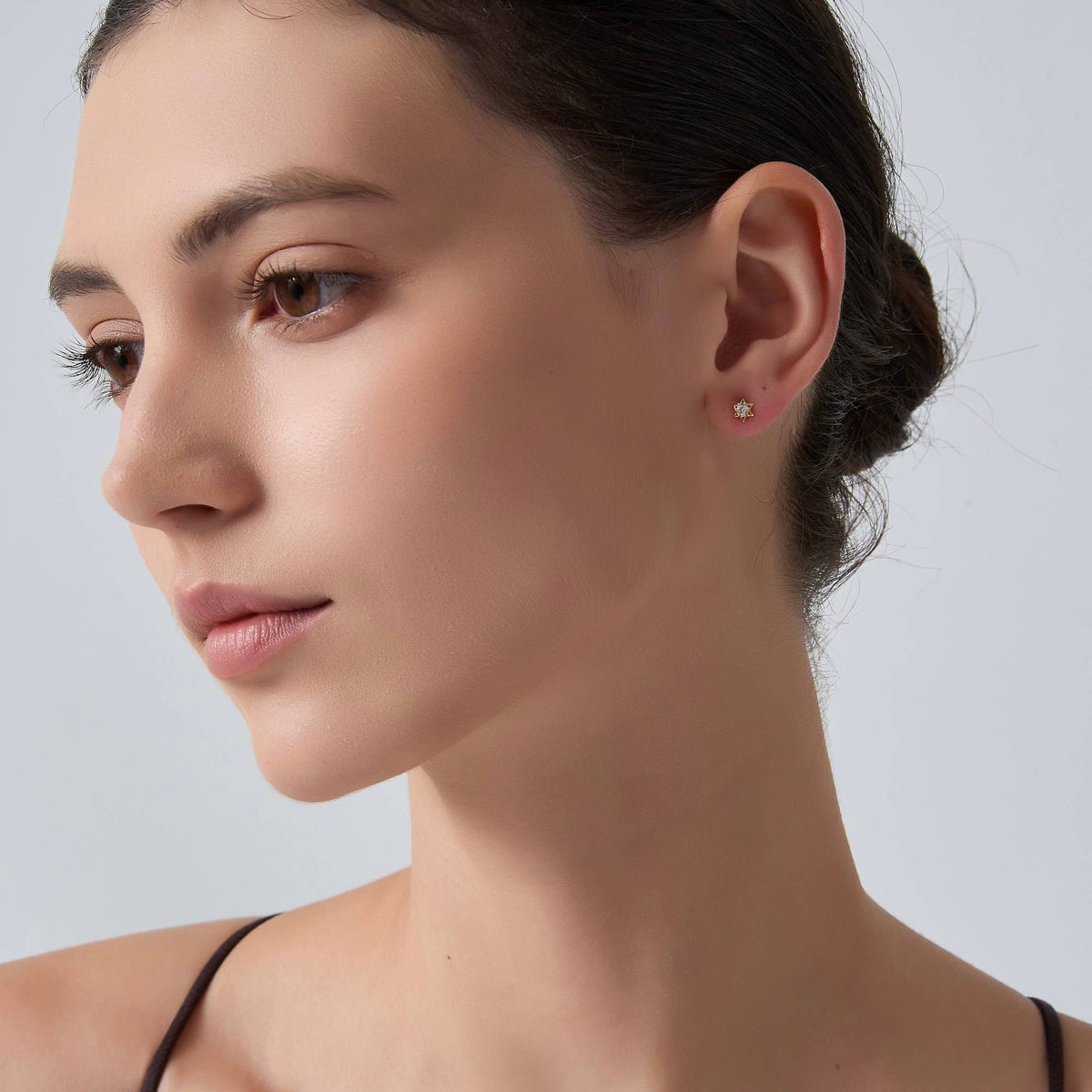 Tiny Gold Star Of David Stud Earrings in 925 Sterling Silver