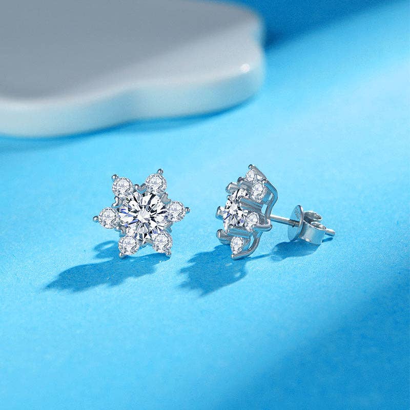 Moissanite Star Of David Stud Earring in 925 Sterling Silver