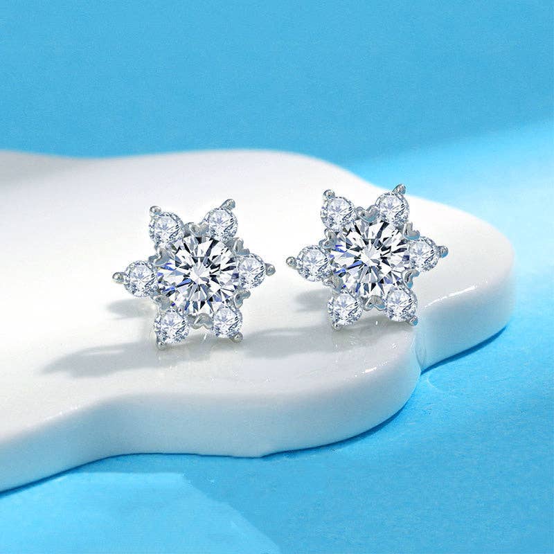 Moissanite Star Of David Stud Earring in 925 Sterling Silver