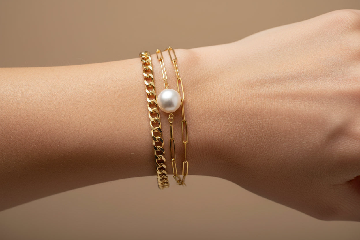 Mixed Chain Pearl Bracelet