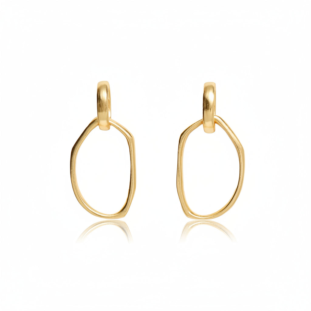 Irregular Link Drop Earrings - 24K Gold Plated