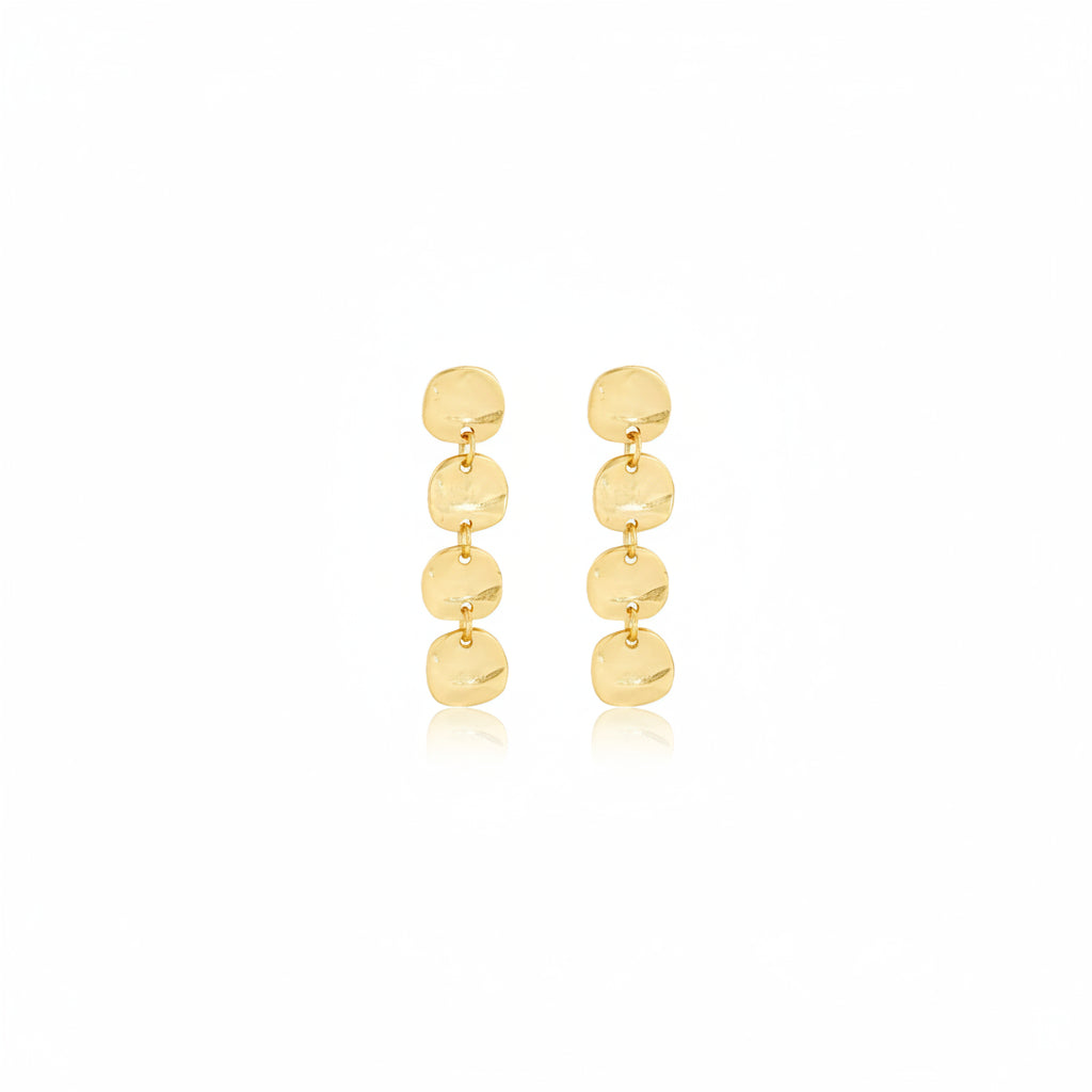 Chic Medallion Disc Linear Drop Earrings - 24K Gold Plated