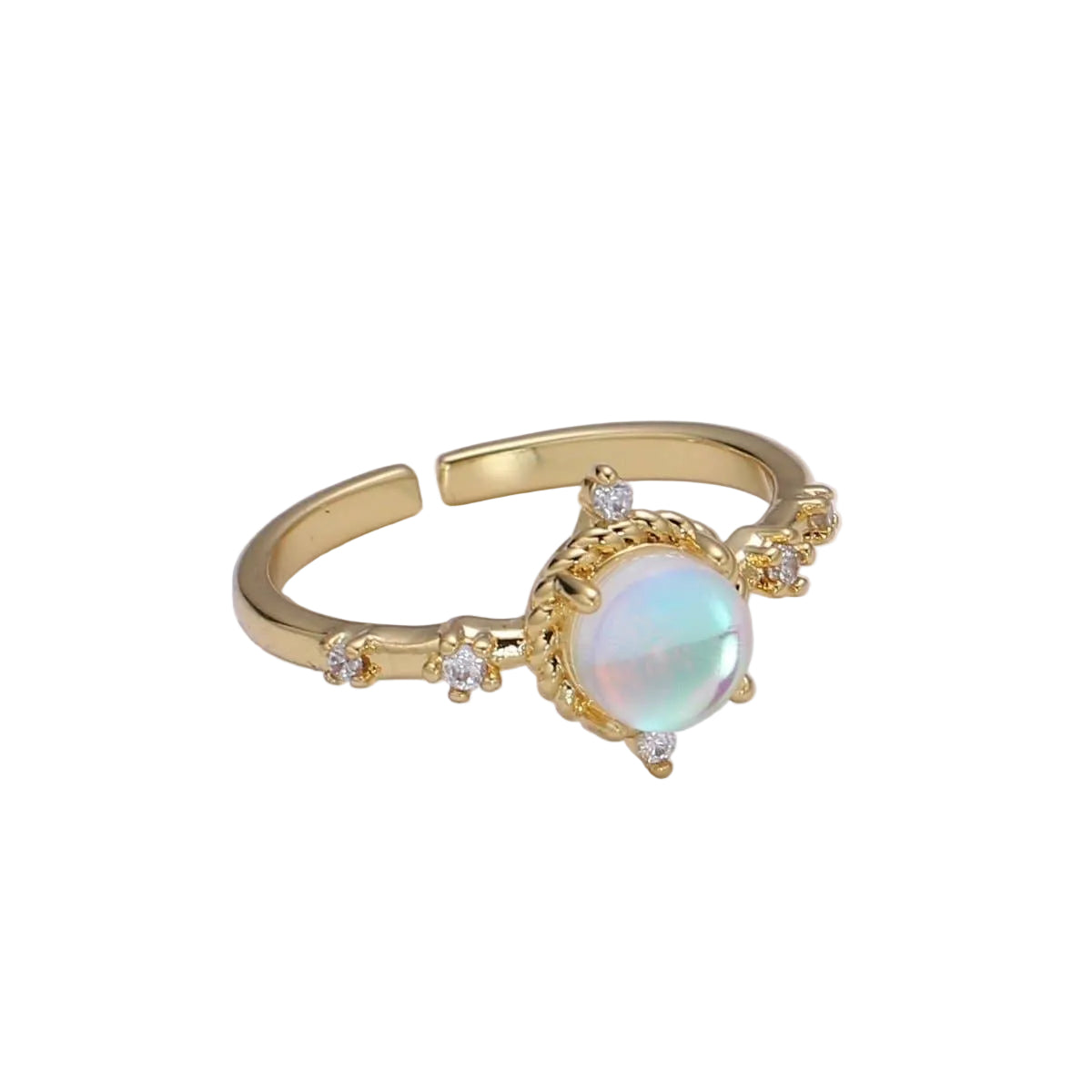 Dainty Monstone Ring Celestial Ring Minimalist Crystal Ring Statement Ring Adjustable Ring Stacking Ring Girlfriend Gift R-336