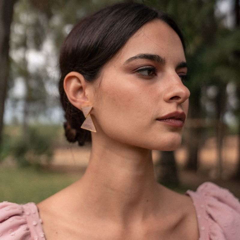 Debod Polished Rose Quartz Earrings