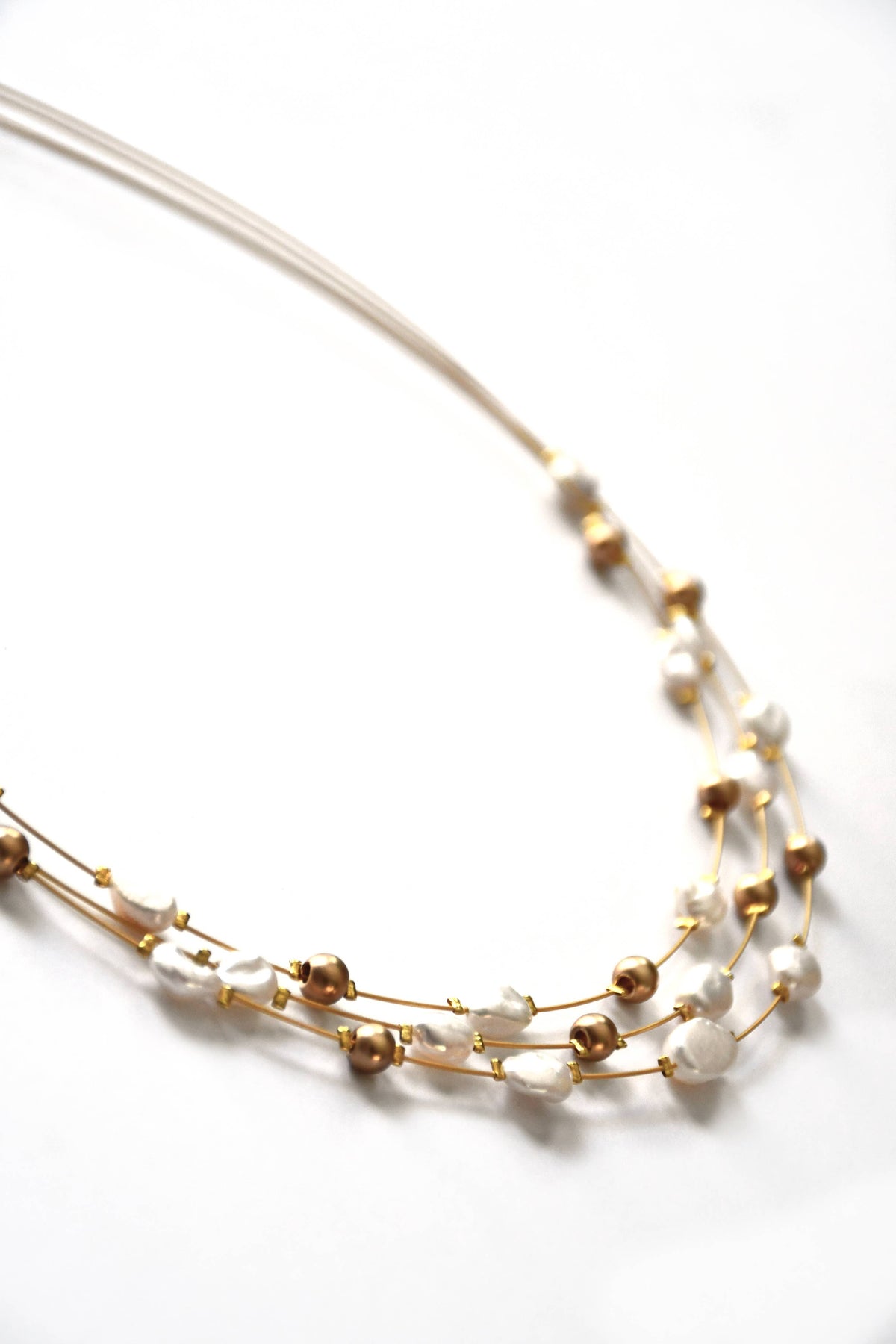 3 Strand Japanese Wire Necklace With Keisha Pearl An -  SH38