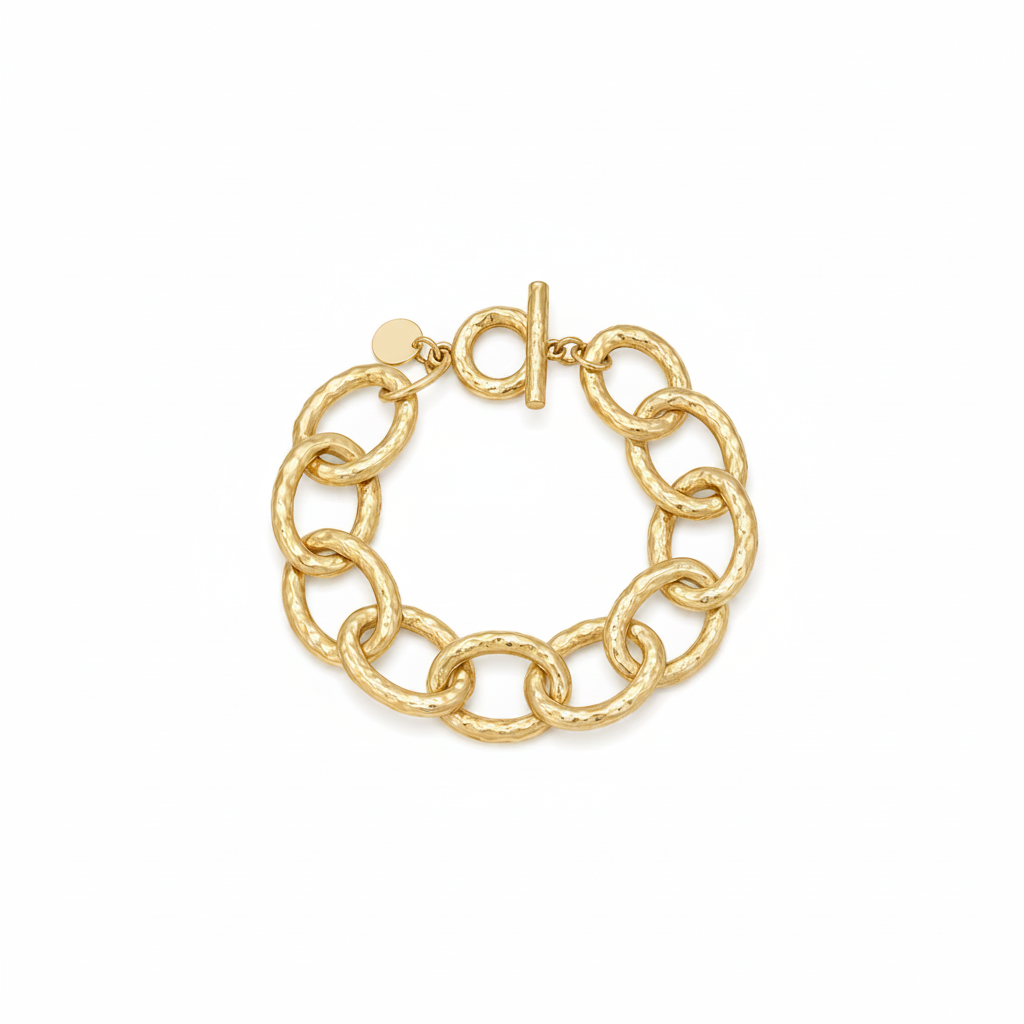Statement-Making Oversize Link Bracelet - 24K Gold Plated