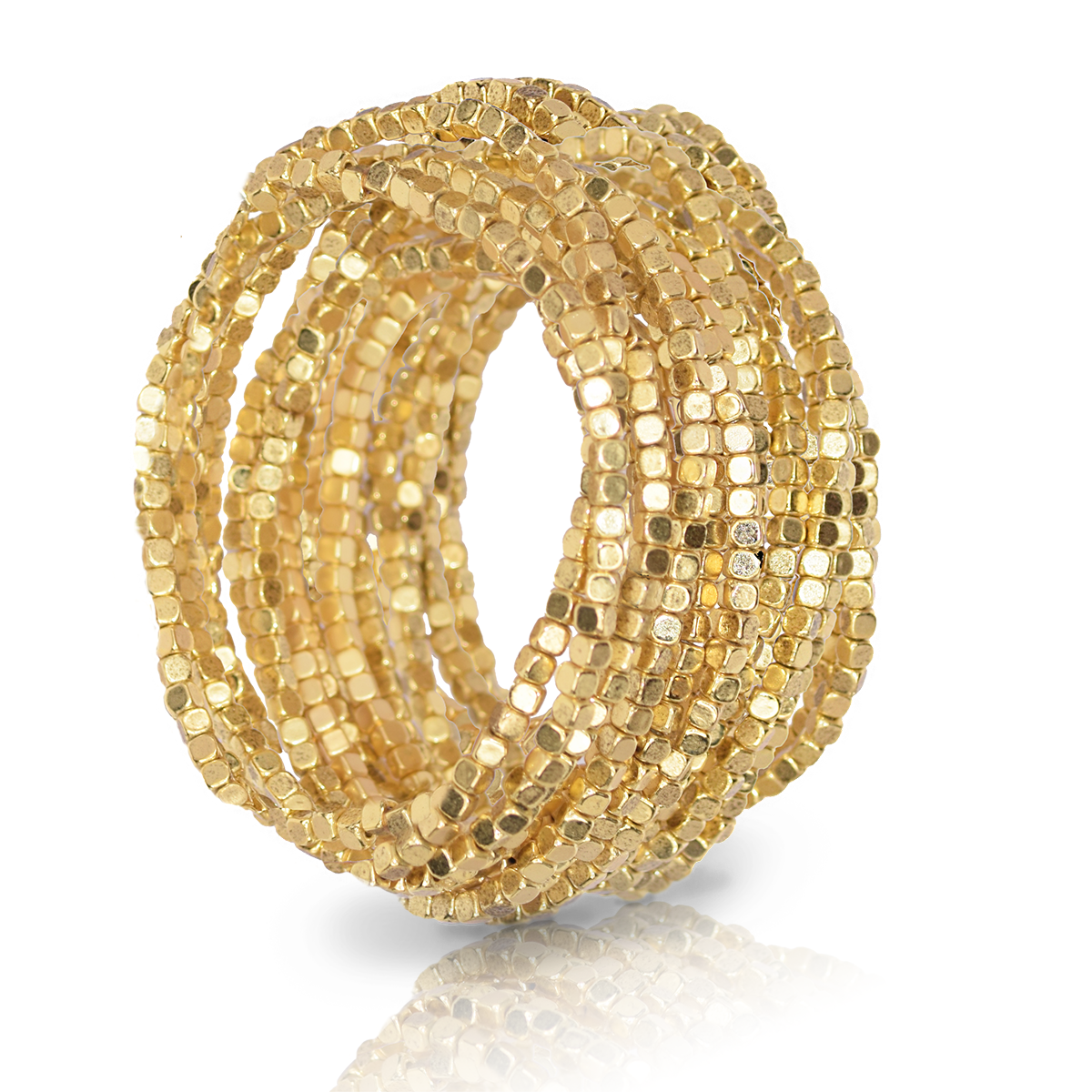 Stylish 15-Piece Beaded Bracelet Set – 24K Gold Plated