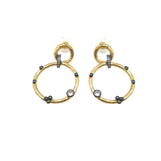 Contemporary Black And Gold Handmade Earrings