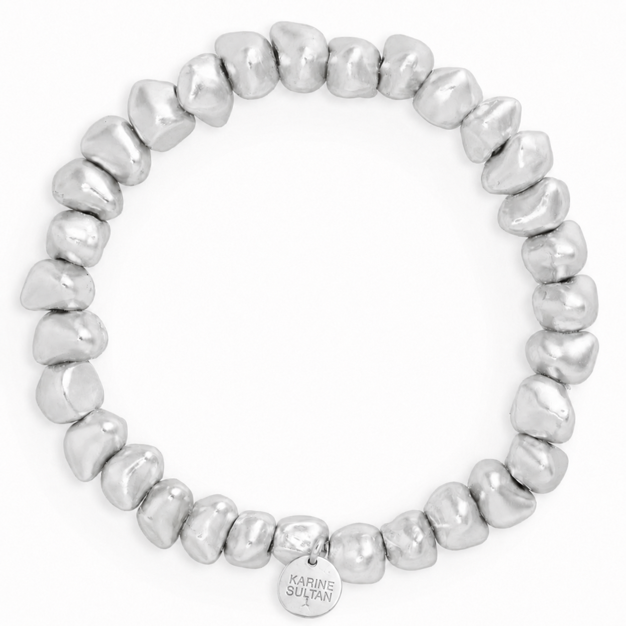Tumbled Rock Beaded Bracelet - 24K Gold Plated