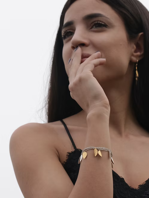 Silver & Gold Leaf - Silk Bracelet