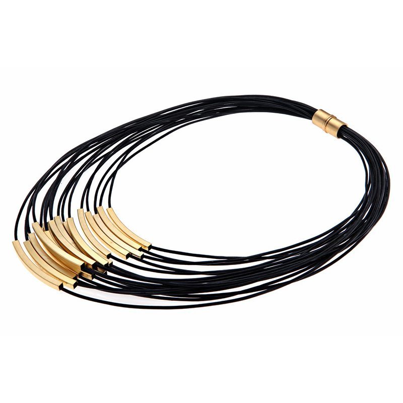 Gold Multi Cord Leather Necklace