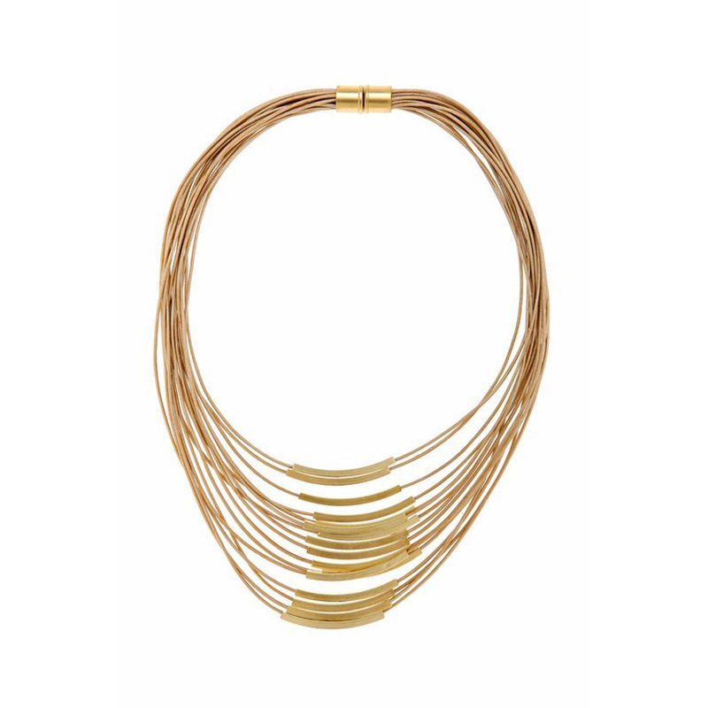 Gold Multi Cord Leather Necklace